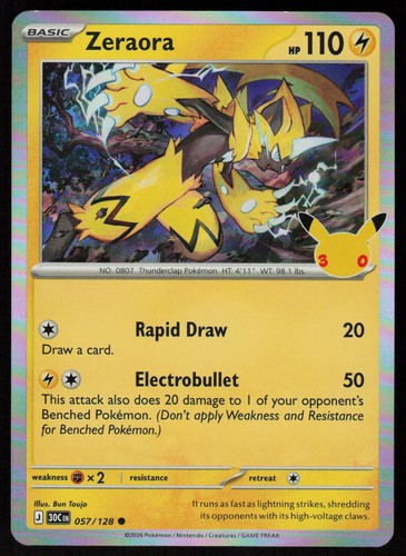 Zeraora 057 128 holo - zeraora, common