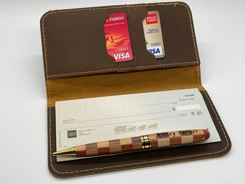 Basic leather checkbook - leather, cover